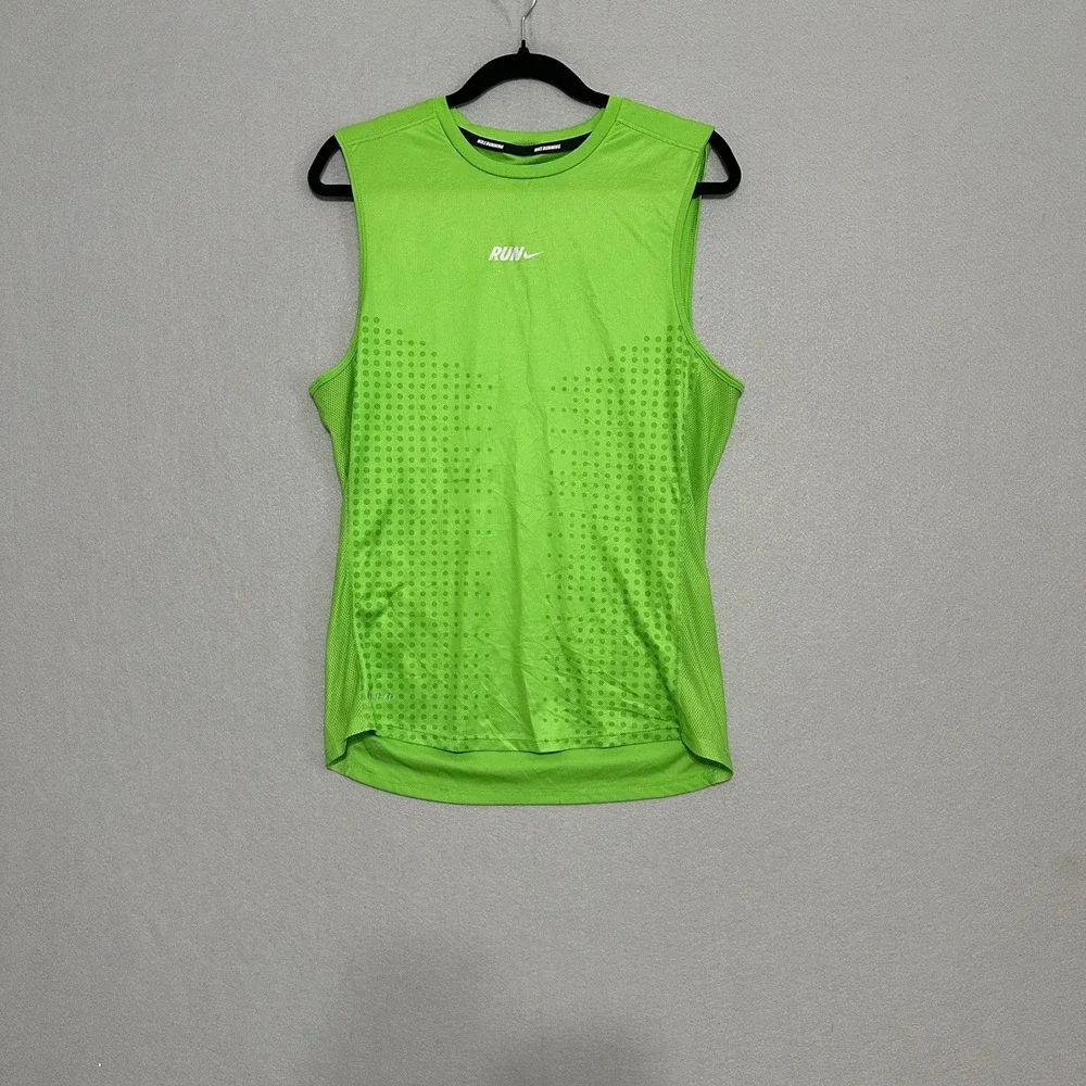 Nike Dri-FIT Running Tank Top Mens Small Lime Green Sleeveless Training Shirt